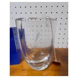 Signed Etched Crystal Vase with 