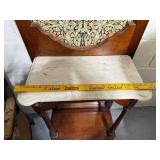 Antique Art Nouveau Hall Tree with Marble Shelf and Floral Pattern