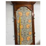 Antique Art Nouveau Hall Tree with Marble Shelf and Floral Pattern