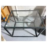 Contemporary Metal Frame Glass Top Table