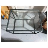 Contemporary Metal Frame Glass Top Table