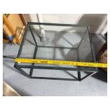 Contemporary Metal Frame Glass Top Table