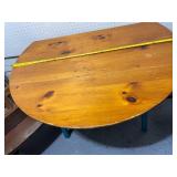 Vintage Drop-Leaf Table with Rustic Finish and Measuring Tape