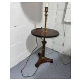 Vintage Floor Lamp with Built-In Table and Brass Accents