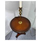 Vintage Floor Lamp with Built-In Table and Brass Accents