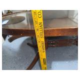 Vintage Oval Glass Coffee Table with Wooden Pedestal Legs