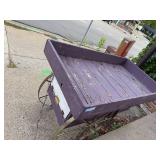 Vintage Wooden Cart with Brass-Colored Wheels - Rustic Purple Finish