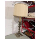 Vintage Style Ornate Table Lamp with Elegant Cream Shade