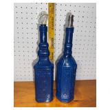 Vintage Cobalt Blue Glass Decanter Set with Stoppers - Not intended for food