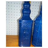 Vintage Cobalt Blue Glass Decanter Set with Stoppers - Not intended for food