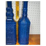 Vintage Cobalt Blue Glass Decanter Set with Stoppers - Not intended for food