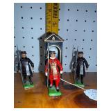 Vintage Cast Iron Guard Figurines with Tower Set