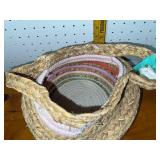 Handcrafted Straw Basket with 3 Geometric Ceramic Planters