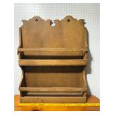 Vintage Wooden Wall Shelf with Two-Tier Storage