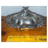 Silver-Plated Ornate Covered Dish with Floral Design