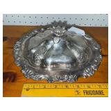 Silver-Plated Ornate Covered Dish with Floral Design
