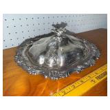 Silver-Plated Ornate Covered Dish with Floral Design