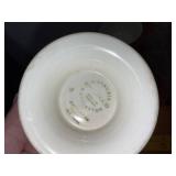 Ivory Ceramic Cups with Embossed Design & Floral Glass Plate Set