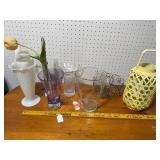 Assorted Vase and Decorative Lot: Glass, Milk Glass, Metal
