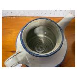 Vintage Hand-Thrown Ceramic Striped Kettle - Signed