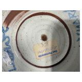 Vintage Hand-Thrown Ceramic Striped Kettle - Signed