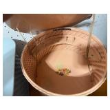 Set of 3 Vintage Decorative Wicker Sewing Baskets with Floral Lids