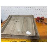 Hand-Carved Wooden Toothpick Holders and Rustic Wooden Tray Set