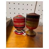 Hand-Carved Wooden Toothpick Holders and Rustic Wooden Tray Set