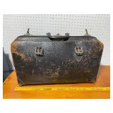 Vintage Black Leather Briefcase with Buckle Clasps