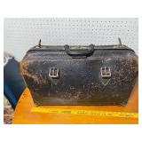 Vintage Black Leather Briefcase with Buckle Clasps