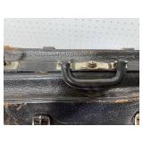 Vintage Black Leather Briefcase with Buckle Clasps