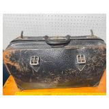 Vintage Black Leather Briefcase with Buckle Clasps