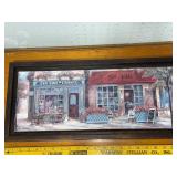 Framed Street Scene Print - Les Vins de France & Cafe Nikki