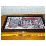 Framed Street Scene Print - Les Vins de France & Cafe Nikki