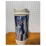 Decorative Ceramic Vase with Blue and Pink Design