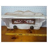 Vintage-Style Distressed White Wooden Shelf with Decorative Hooks
