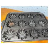 Vintage Cast Iron Baking Mold, Ceramic Bowl & Wooden Recipe Card Holder