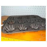 Vintage Cast Iron Baking Mold, Ceramic Bowl & Wooden Recipe Card Holder