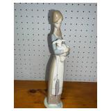 Lladro Porcelain Figurine - Girl Holding Lamb - 12" Handmade in Spain