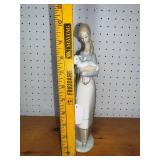 Lladro Porcelain Figurine - Girl Holding Lamb - 12" Handmade in Spain
