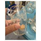 Vintage Etched Glassware Set with Gold Rims