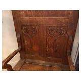 Vintage Wooden Hall Tree with Bench and Carved Detailing