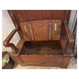 Vintage Wooden Hall Tree with Bench and Carved Detailing