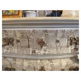 Artistic Script Design Painted Bombay Dresser with Ornate Handles