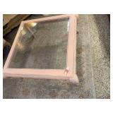 Vintage Pink Glass Top Coffee Table with Carved Legs