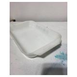 Vintage Glasbake Glass Baking Dish with Green Floral Design