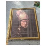 Framed Portrait Print of Man in Ornate Helmet, 22x18 Inches