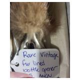 Vintage Fur Lined Bottle Opener with Box