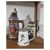 Set of 3 Decorative Beer Steins Including Thewalt and Irish Tara Marks