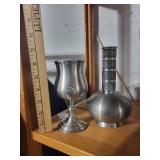 Pewter Goblet and Ornate Pewter Vase Set by Reichs-Zinn